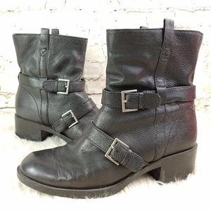 COLE HAAN LEATHER HEELED MOTO BOOT SZ 10